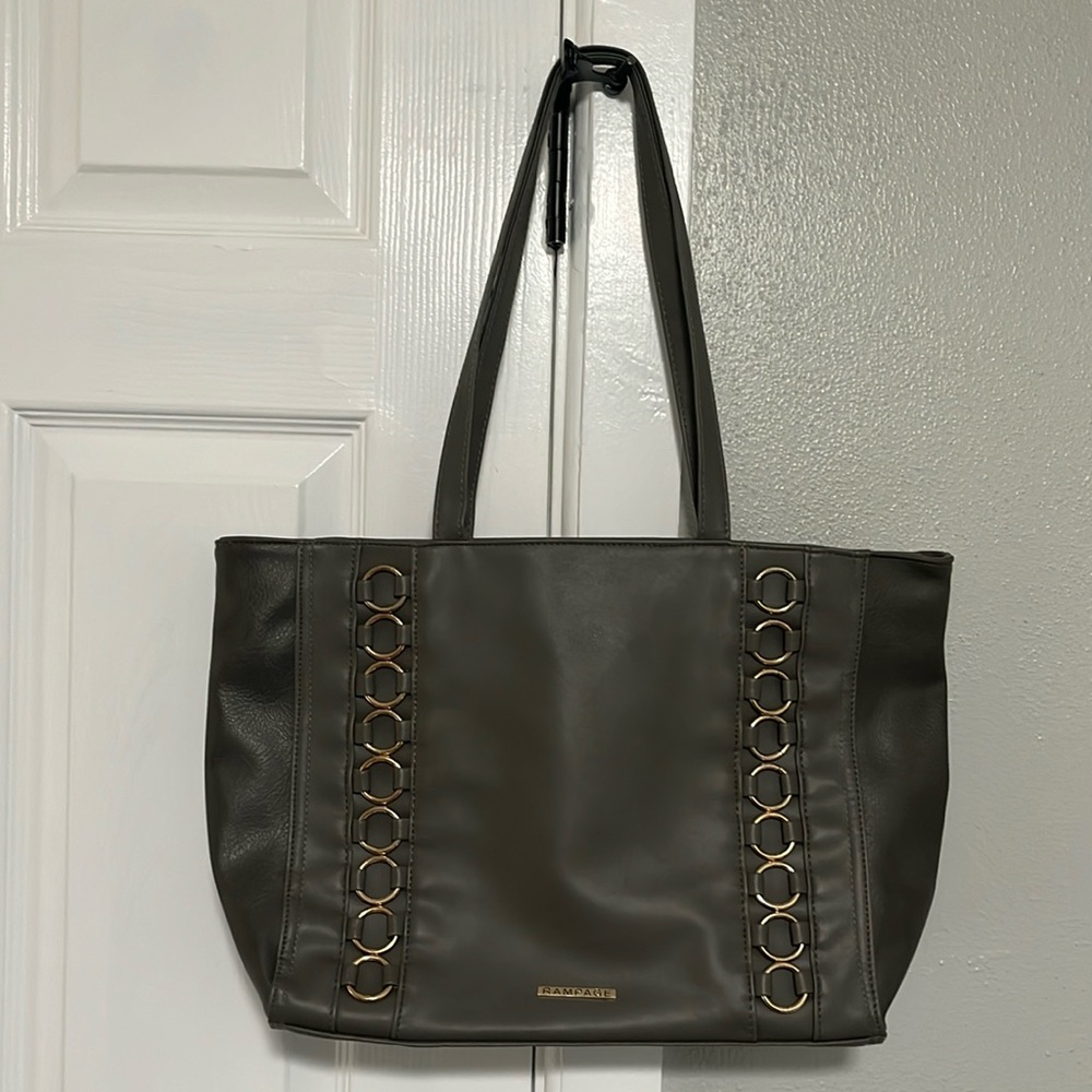 Rampage Large Tote Bucket Bag with Gold Accents